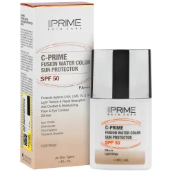 فلوئید ضدآفتاب بی‌رنگ پرایم SPF50 مدل C-Prime Fusion Water مناسب انواع پوست، حجم 40 میلی‌لیتر