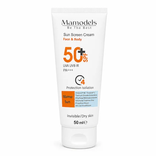 کرم ضد آفتاب مامودلس مدل بی رنگ با SPF 50 مناسب پوست خشک حجم 50 میلی لیتر