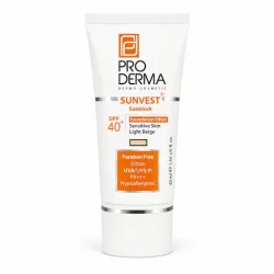  کرم ضد آفتاب پرودرما مدل رنگی بژ روشن با SPF 40 مناسب پوست حساس حجم 40 میلی لیتر