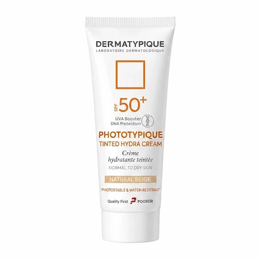 کرم ضد آفتاب درماتیپیک مدل رنگی بژ طبیعی با SPF 50 مناسب پوست خشک حجم 50 میلی لیتر